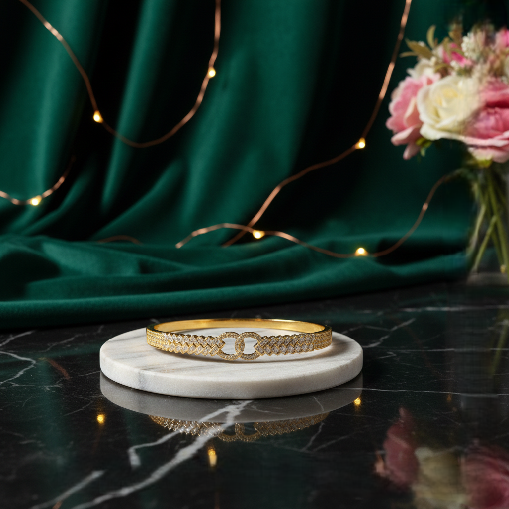 Double Circle Charm Kada - Gold